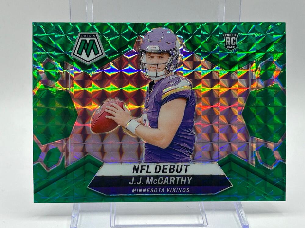 2024 Panini Mosaic J.J. JJ McCarthy NFL Debut Green Mosaic Prizm Refractor RC